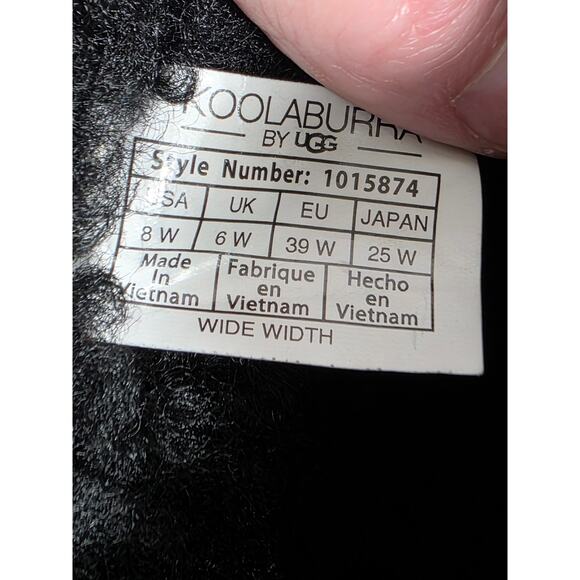 UGG Koolaburra Boots Womens 8 Black Suede Shearling Mid Calf Bows - Picture 6 of 7